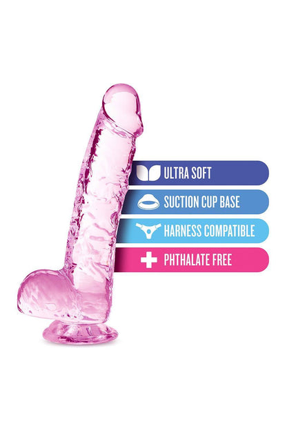 9-NATURALLY YOURS  6" CRYSTALLINE DILDO  ROSE-9