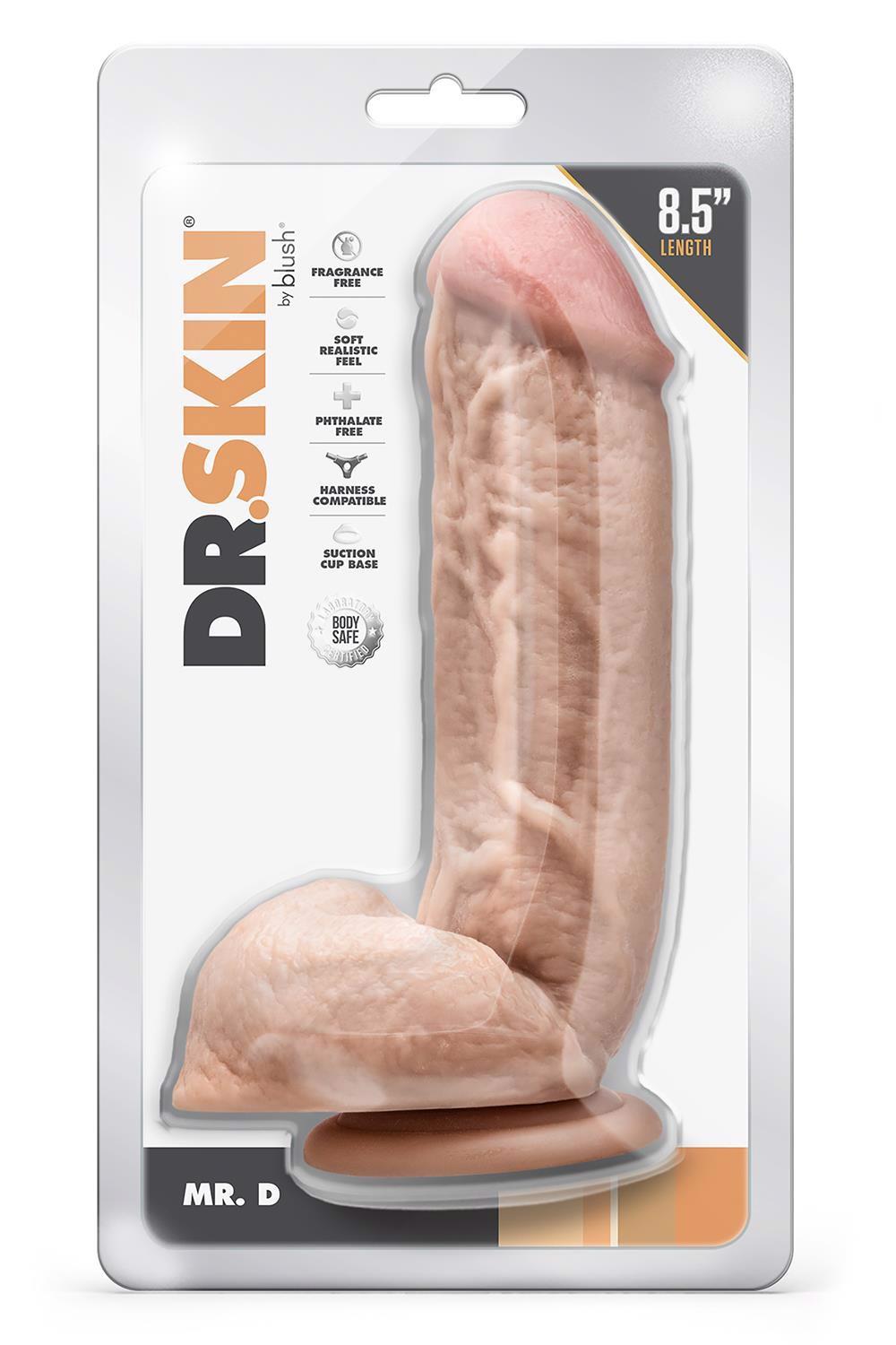 1-DR. SKIN MR. D 8.5 INCH DILDO WITH BALLS BEIGE-1