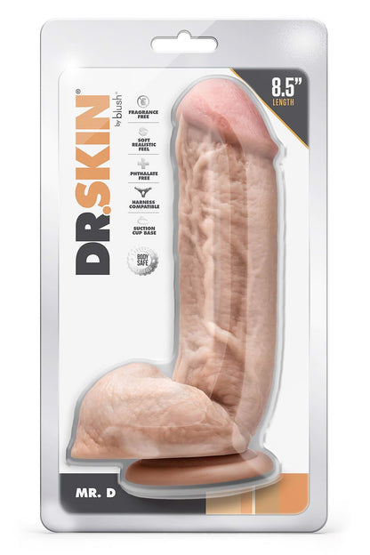 1-DR. SKIN MR. D 8.5 INCH DILDO WITH BALLS BEIGE-1
