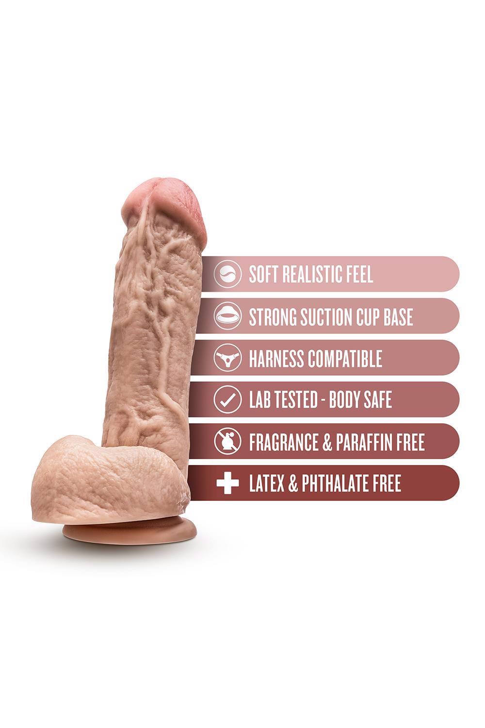 4-DR. SKIN MR. D 8.5 INCH DILDO WITH BALLS BEIGE-4