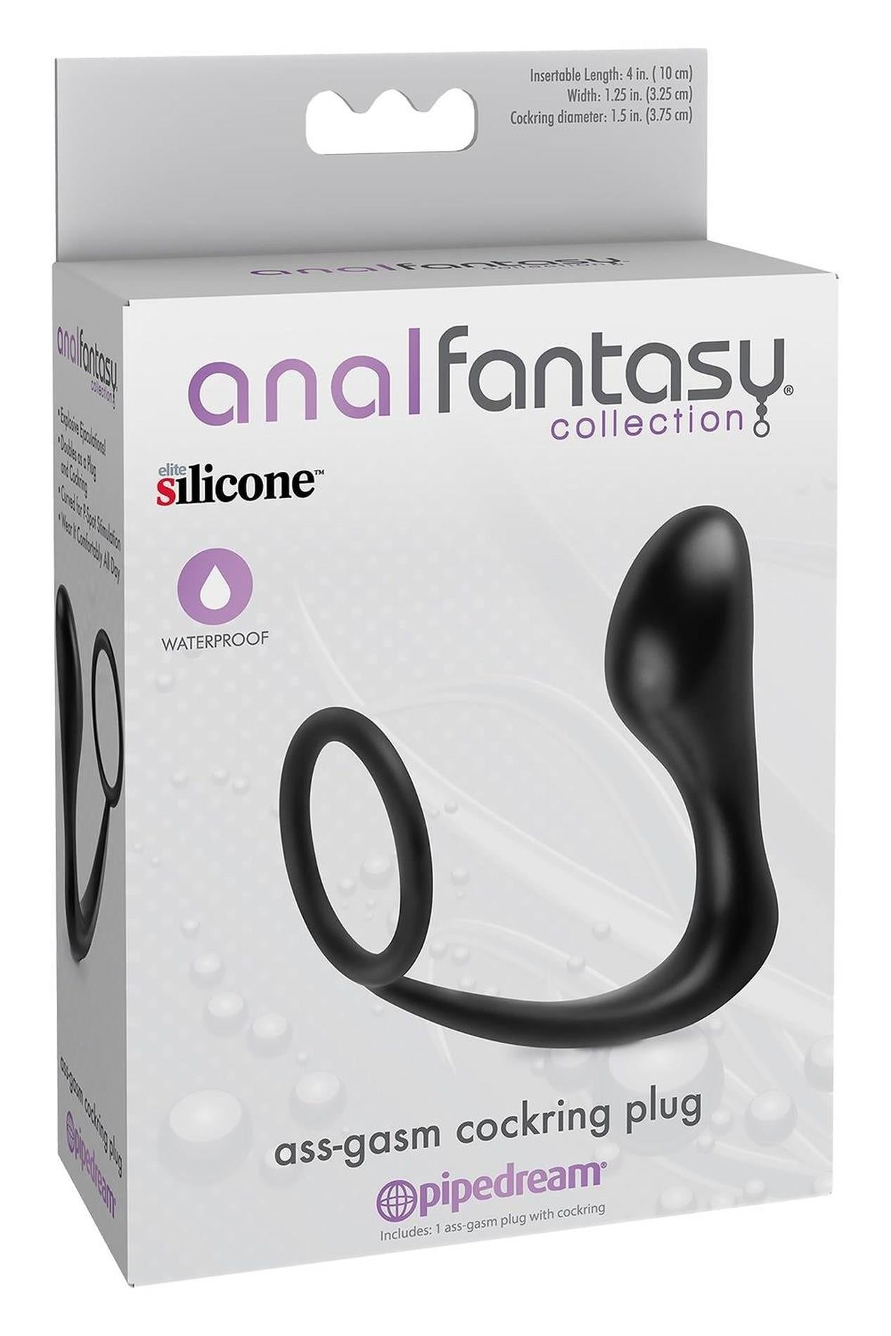 2-ANAL FANTASY COLLECTION ASS-GASM COCKRING PLUG BLACK-2