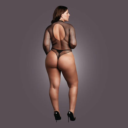 6-Body with fishnet structure and turtle neck.-6