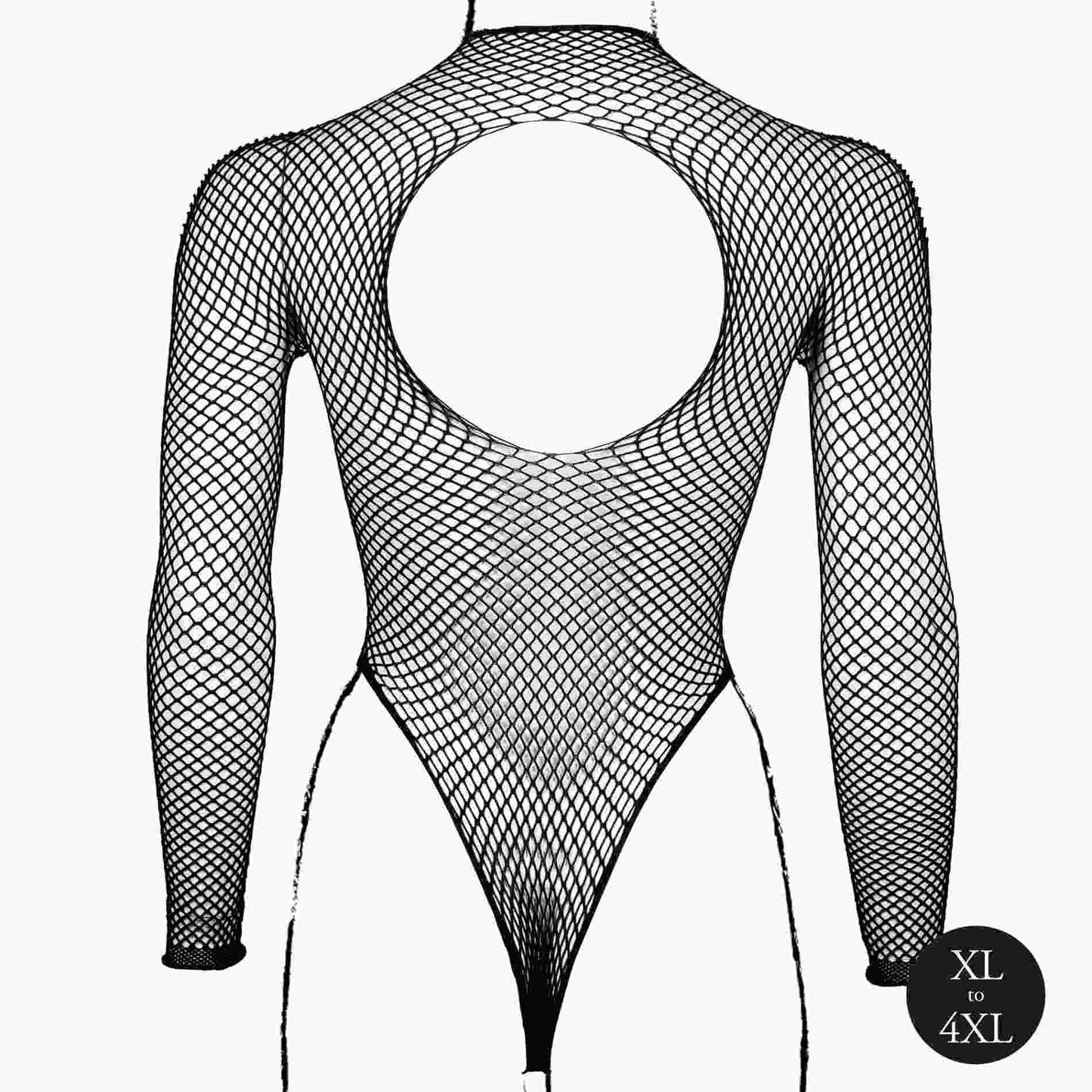 11-Body with fishnet structure and turtle neck.-11