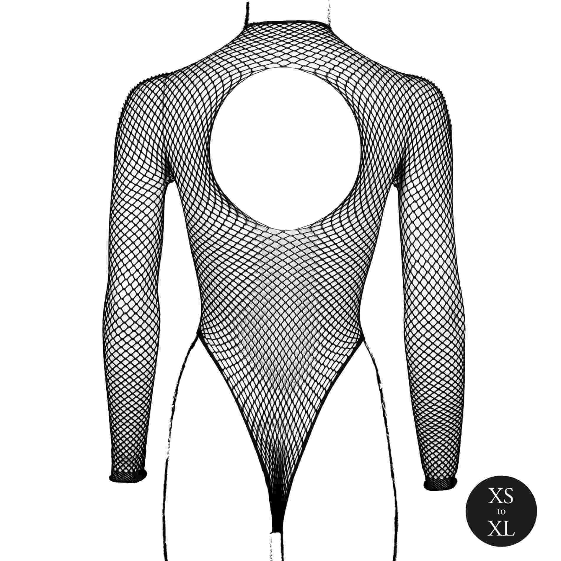 12-Body with fishnet structure and turtle neck.-12