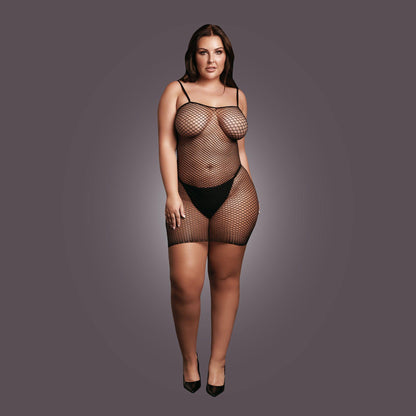 5-Short dress with fishnet structure and spaghetti straps-5