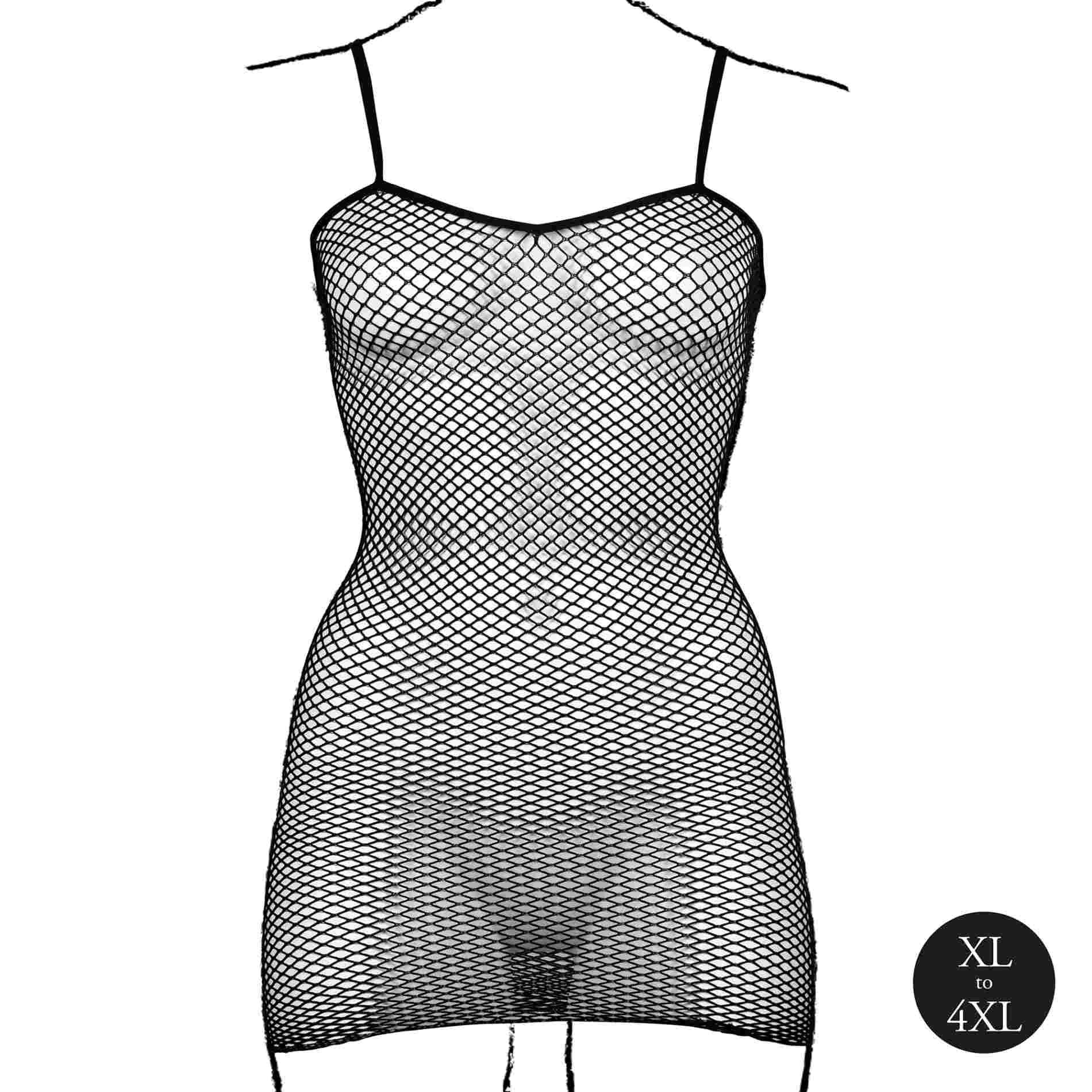 9-Short dress with fishnet structure and spaghetti straps-9