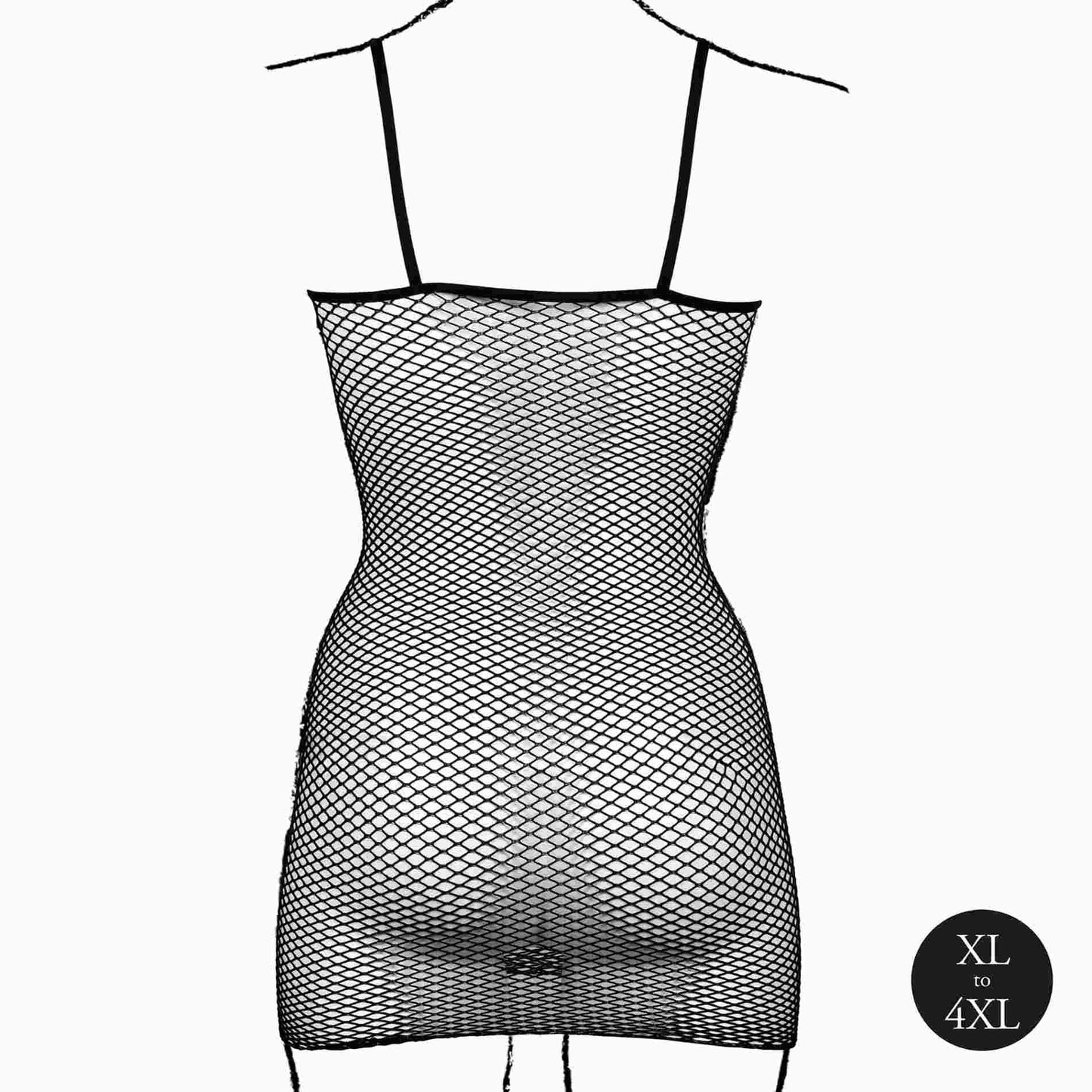 10-Short dress with fishnet structure and spaghetti straps-10