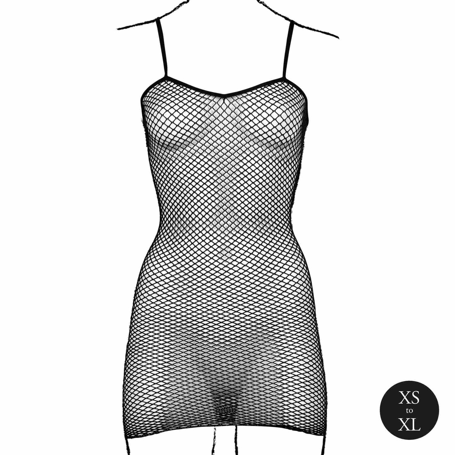 10-Short dress with fishnet structure and spaghetti straps-10