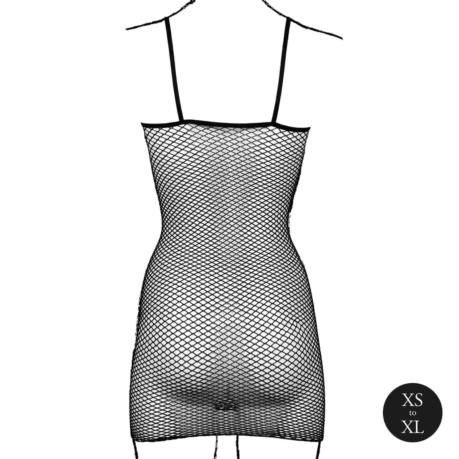 11-Short dress with fishnet structure and spaghetti straps-11