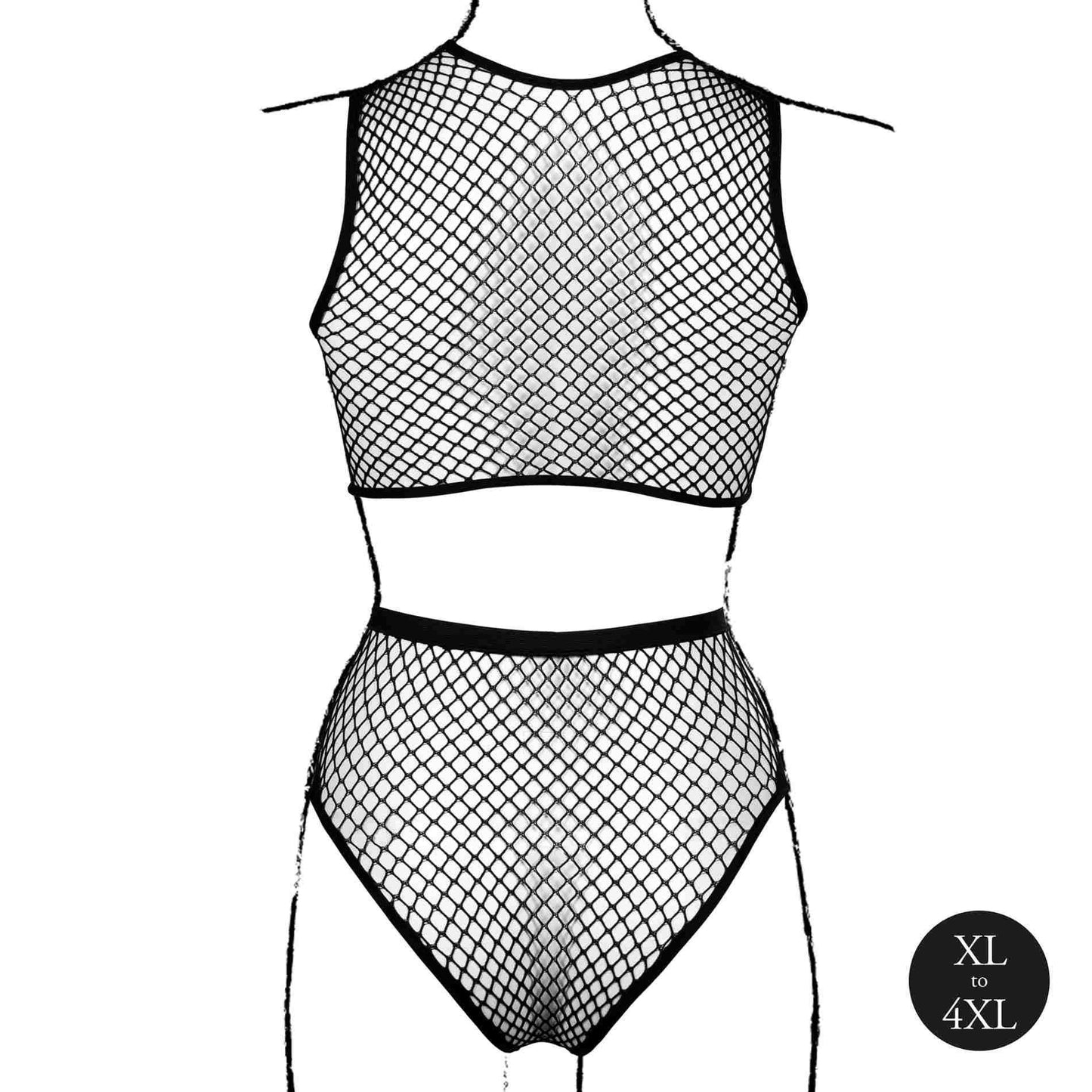 11-2 piece with crop top, pantie and fishnet structure.-11