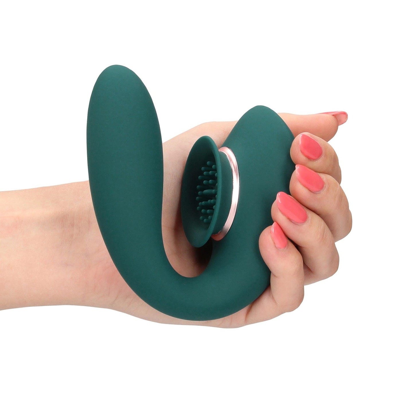 7-Twitch 3 - Rechargeable Vibrator & Suction - Silicone - 10 Speed - Forest Green-7