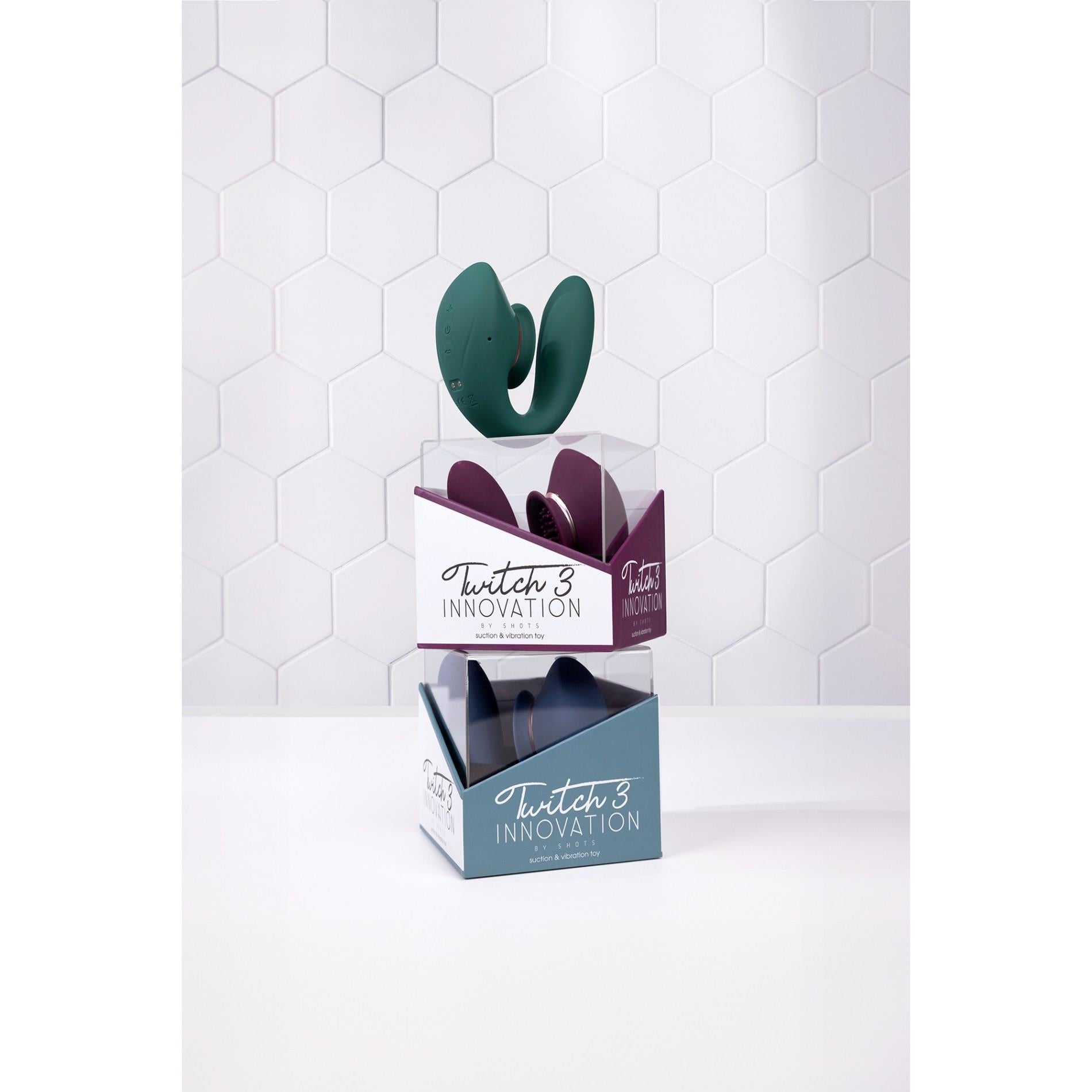 10-Twitch 3 - Rechargeable Vibrator & Suction - Silicone - 10 Speed - Forest Green-10