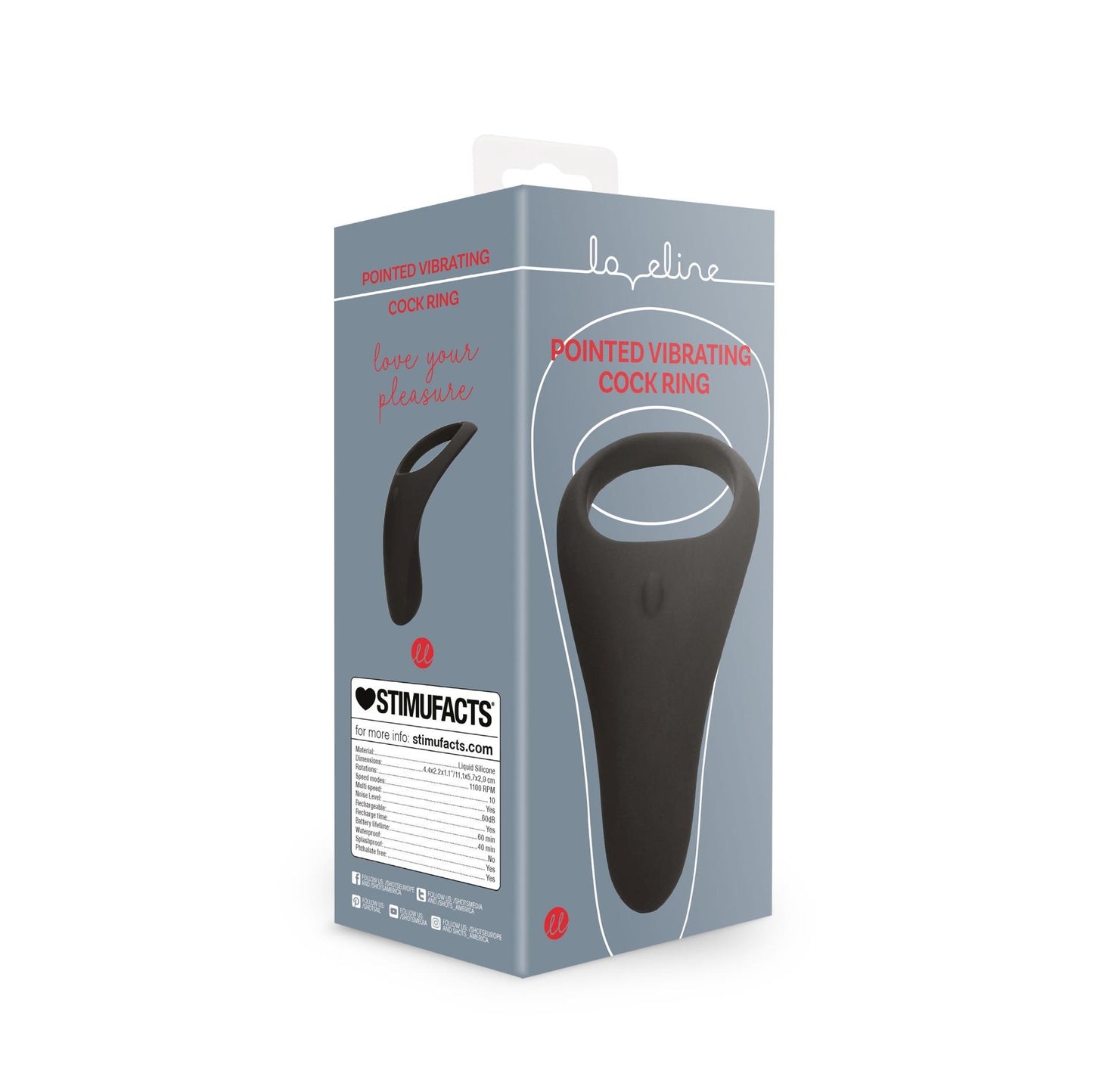 8-Pointed Vibrating Cock Ring - Licorice Black-8