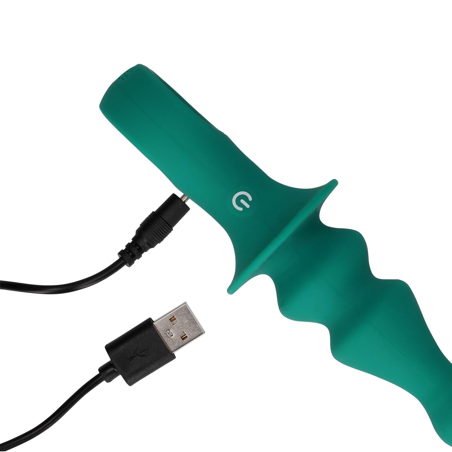 2-Korek wibrujący analny zatyczka z uchwytem gładki silikon 16,5cm USB-2