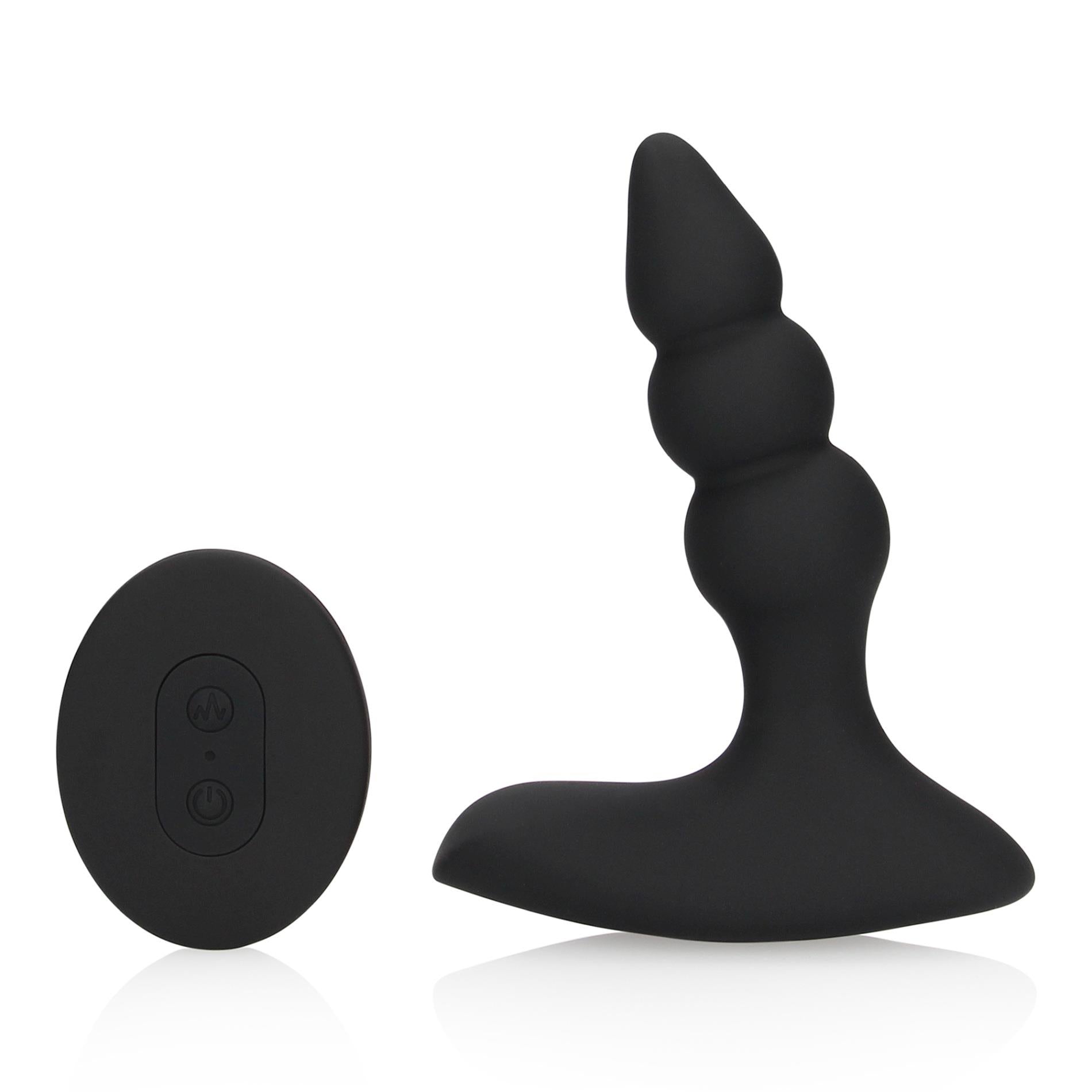 1-Beaded Vibrating Anal Plug with Remote Control-1
