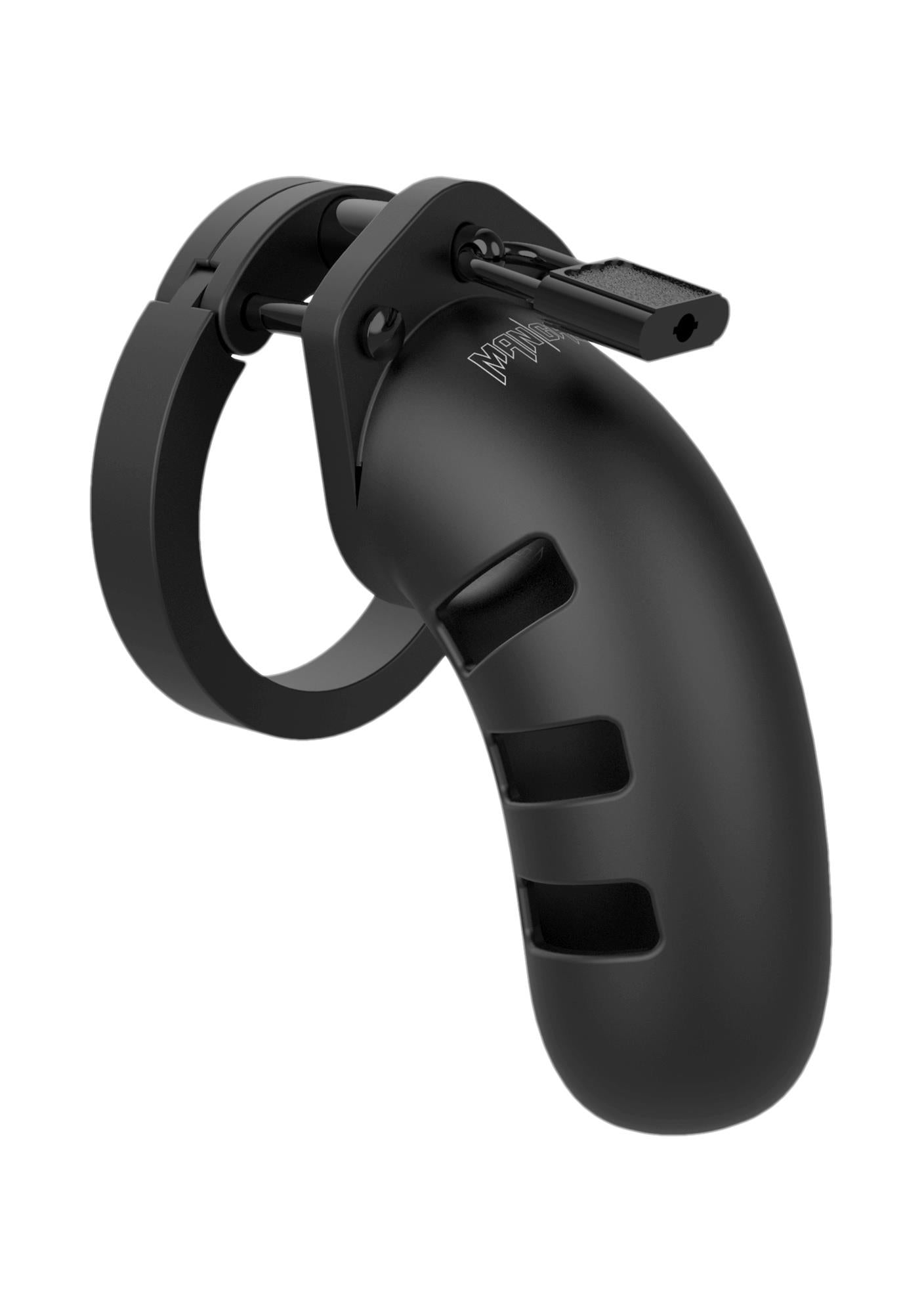 2-Model 21 - Chastity - 4.5"""" - Silicone Cock Cage - Black-2
