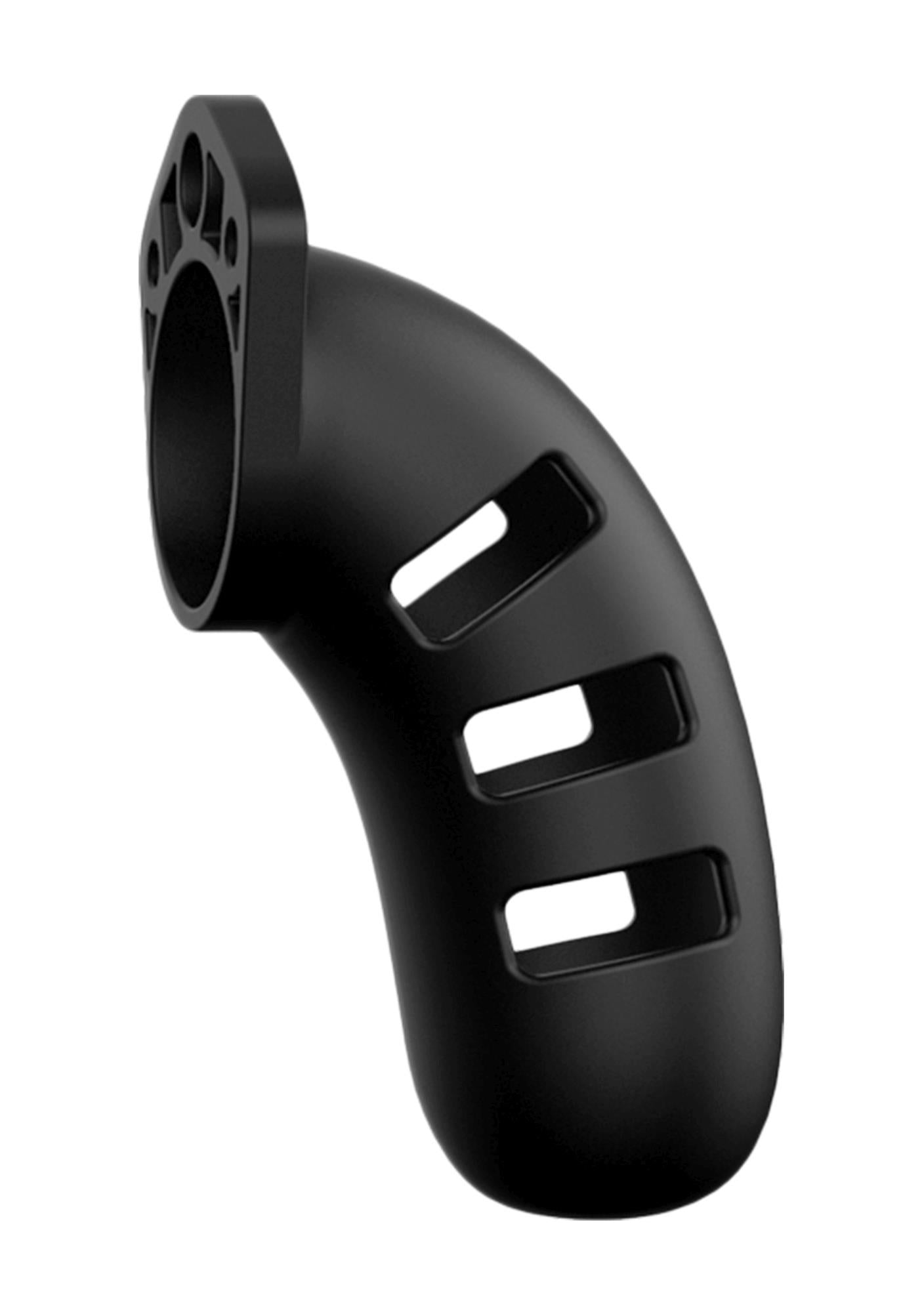 3-Model 21 - Chastity - 4.5"""" - Silicone Cock Cage - Black-3