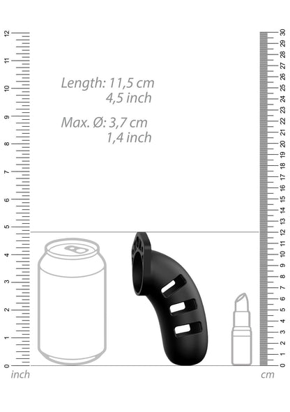 5-Model 21 - Chastity - 4.5"""" - Silicone Cock Cage - Black-5
