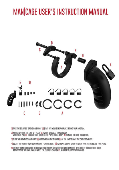 6-Model 21 - Chastity - 4.5"""" - Silicone Cock Cage - Black-6