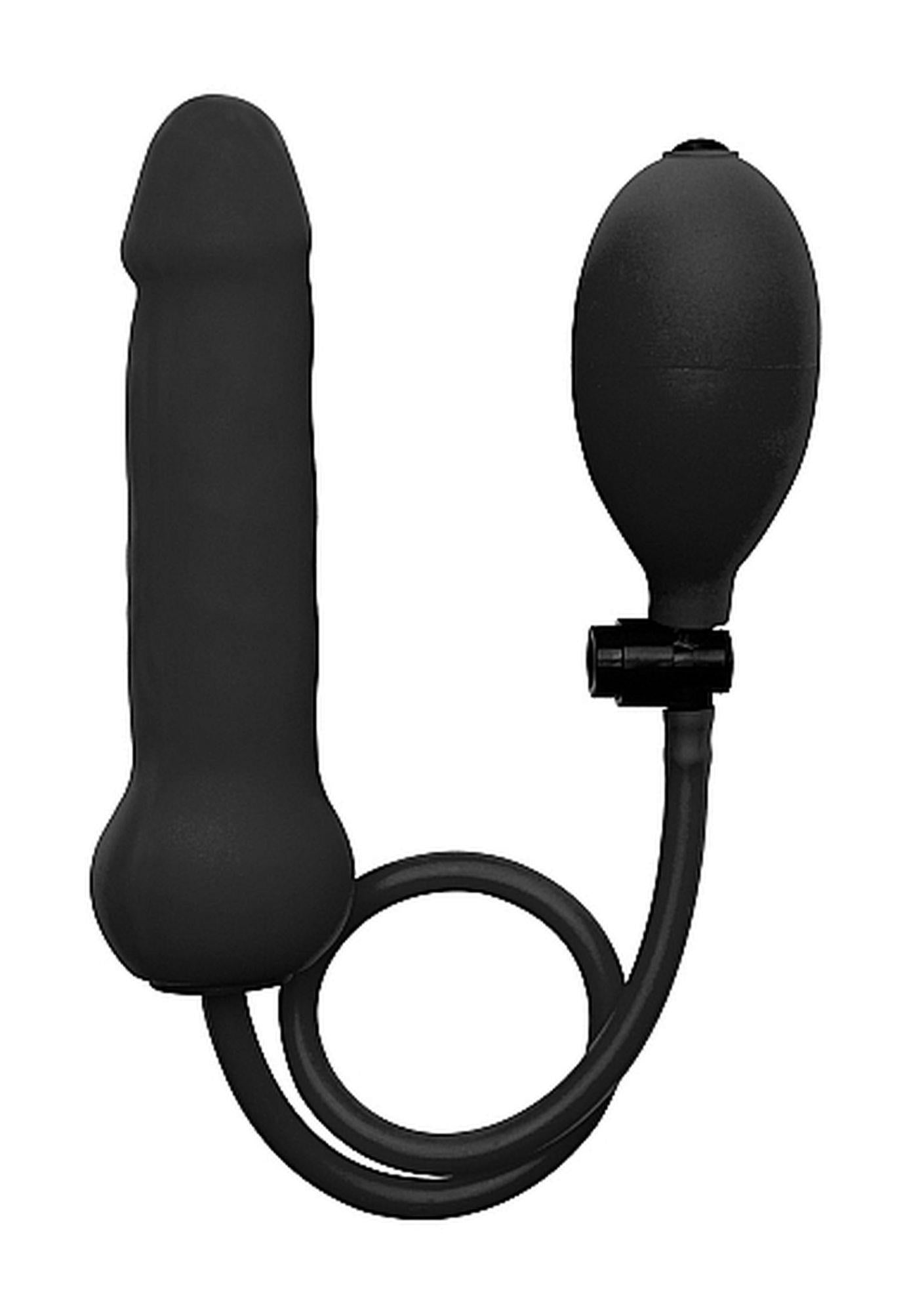 1-Inflatable Silicone Dong - Black-1