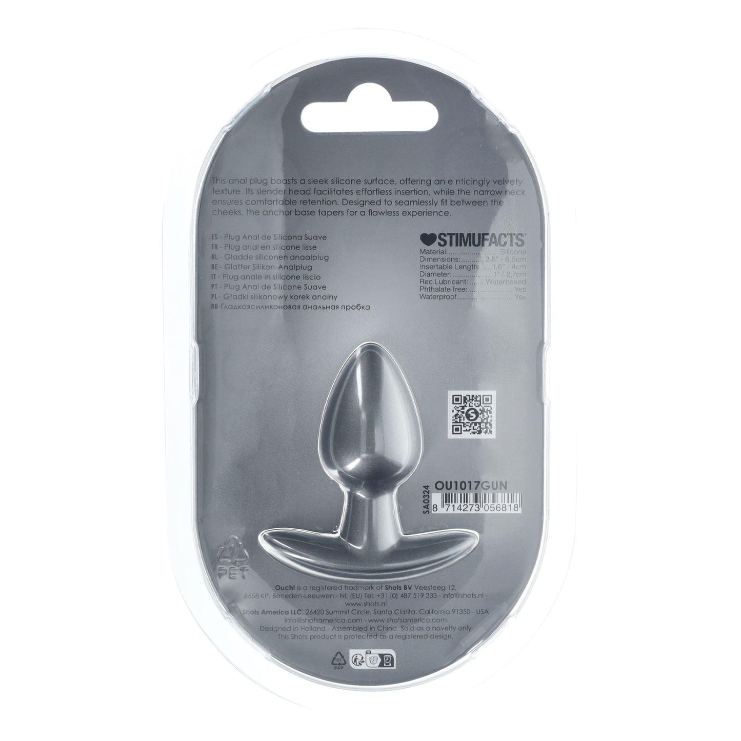 3-Smooth Silicone Anal Plug - Small - 2.6 / 6,5 cm - Gunmetal-3