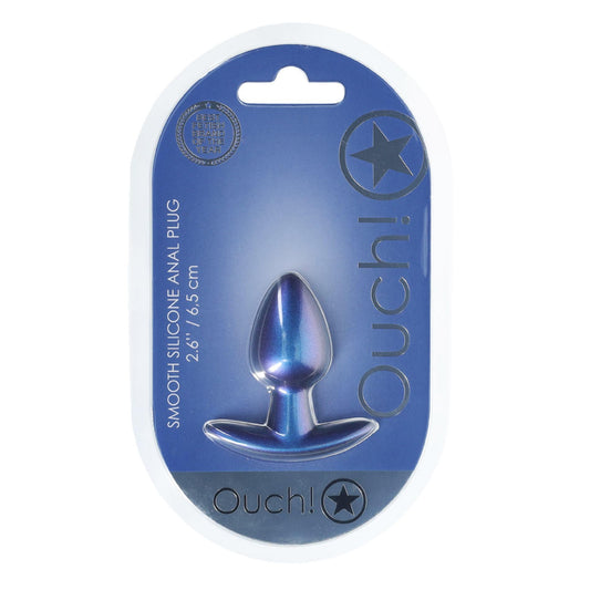 2-Smooth Silicone Anal Plug - Small - 2.6 / 6,5 cm - Metallic Blue-2
