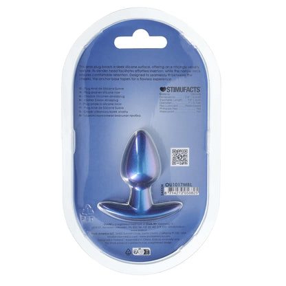 3-Smooth Silicone Anal Plug - Small - 2.6 / 6,5 cm - Metallic Blue-3