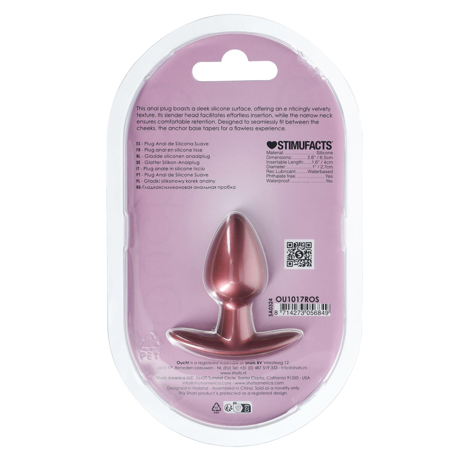 3-Smooth Silicone Anal Plug - Small - 2.6 / 6,5 cm - Rose Gold-3