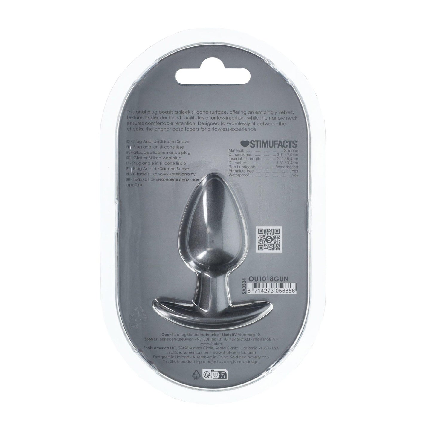 3-Smooth Silicone Anal Plug - Medium - 3.1 / 7,9 cm - Gunmetal-3