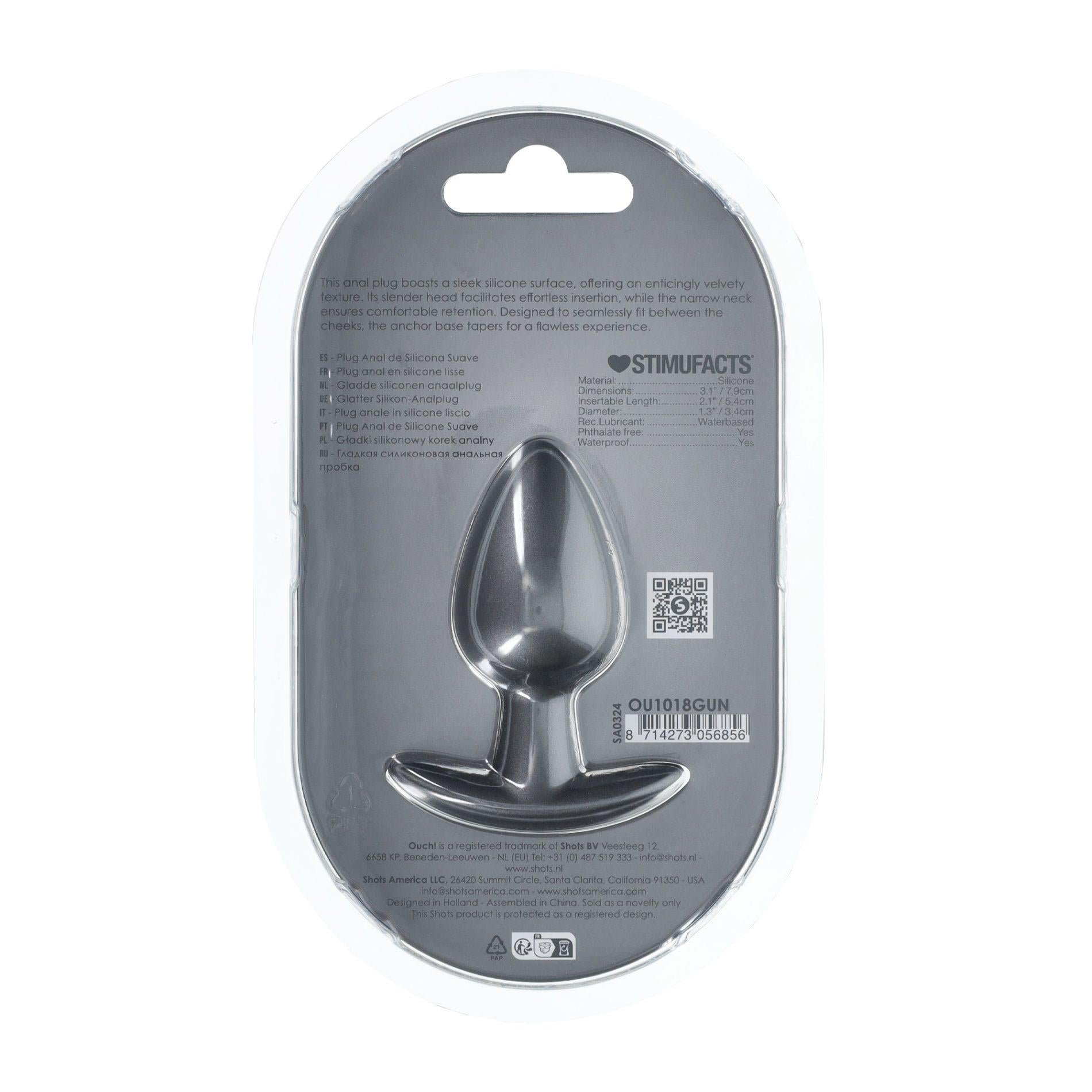 3-Smooth Silicone Anal Plug - Medium - 3.1 / 7,9 cm - Gunmetal-3