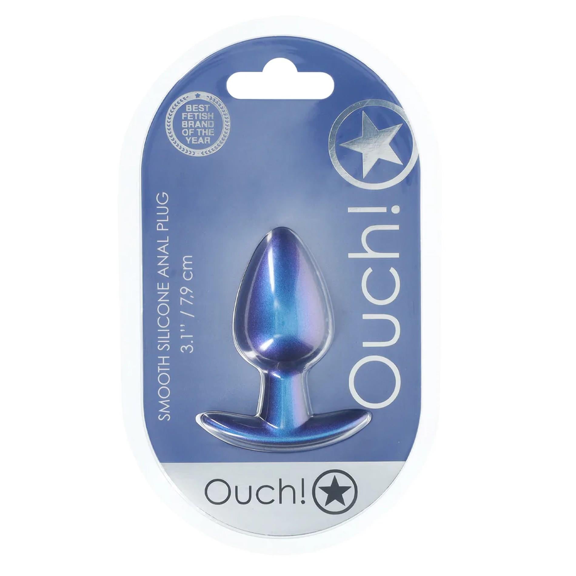 2-Smooth Silicone Anal Plug - Medium - 3.1 / 7,9 cm - Metallic Blue-2