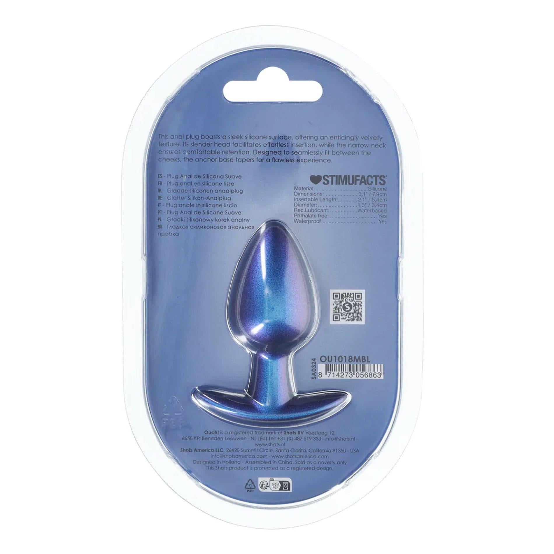 3-Smooth Silicone Anal Plug - Medium - 3.1 / 7,9 cm - Metallic Blue-3