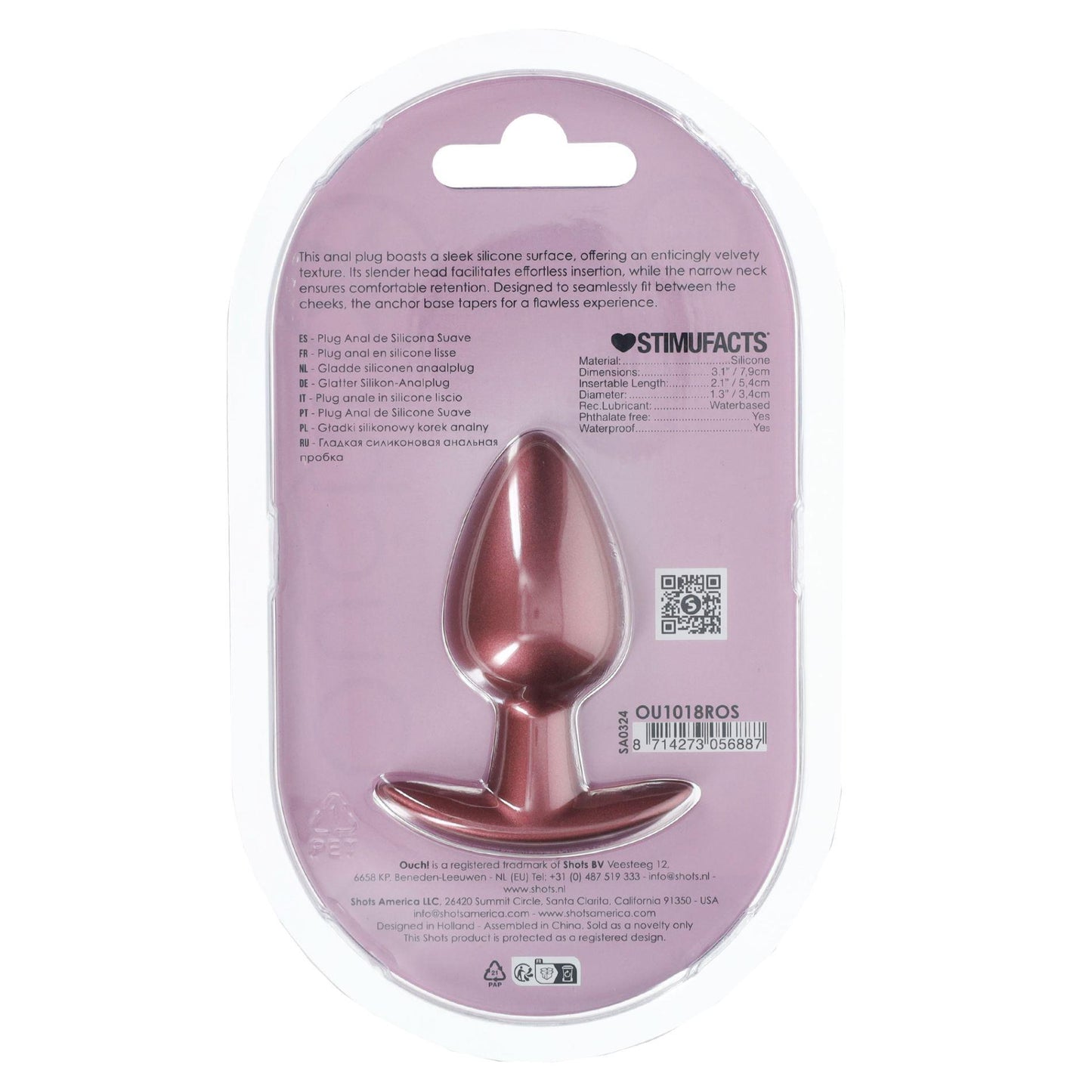 3-Smooth Silicone Anal Plug - Medium - 3.1 / 7,9 cm - Rose Gold-3