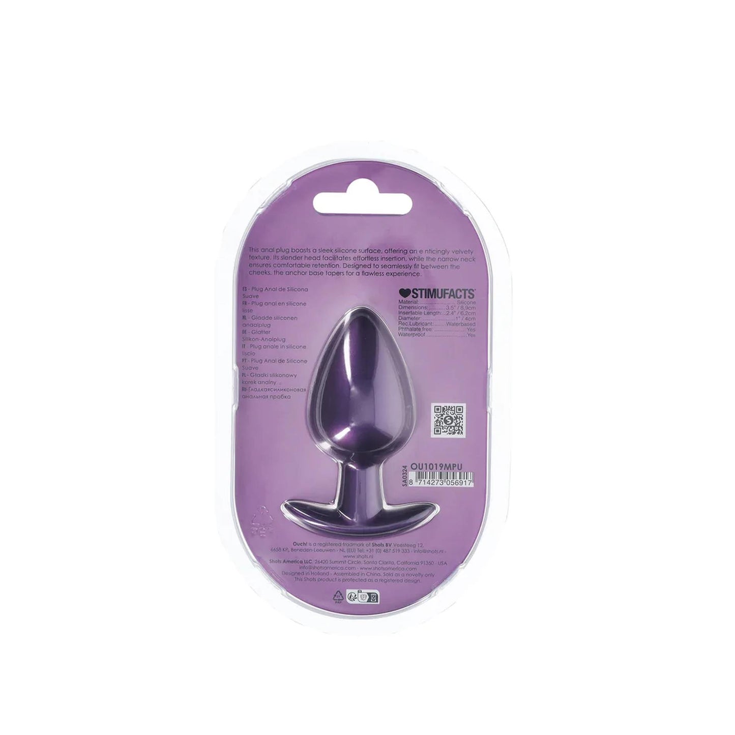 2-Smooth Silicone Anal Plug - Large - 3.5" / 8,9 cm - Metallic Purple-2