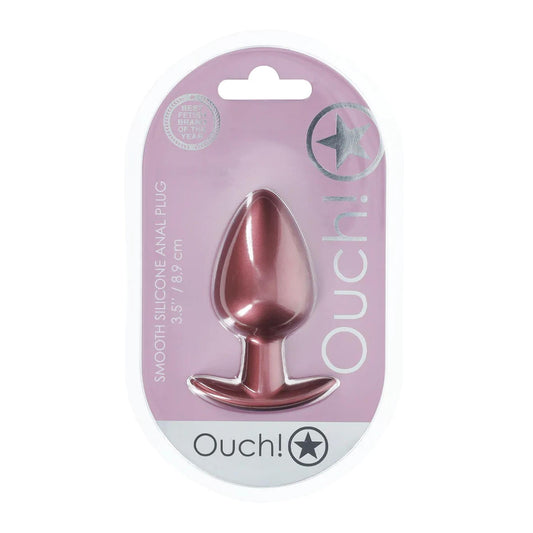 2-Smooth Silicone Anal Plug - Large - 3.5" / 8,9 cm - Rose Gold-2