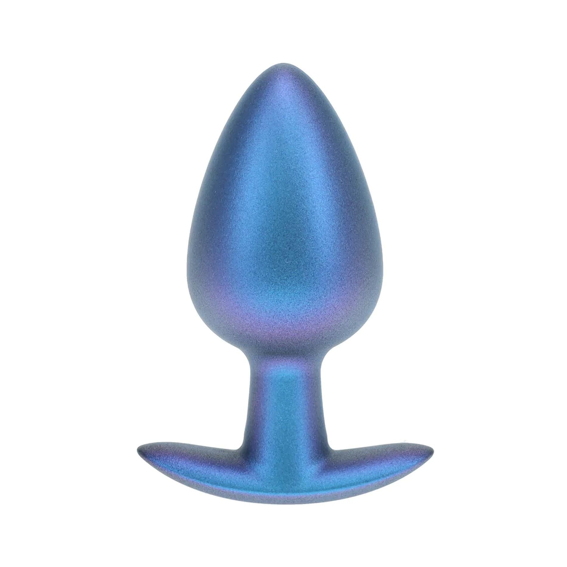 1-Smooth Silicone Anal Plug - Large - 3.5" / 8,9 cm - Metallic Blue-1