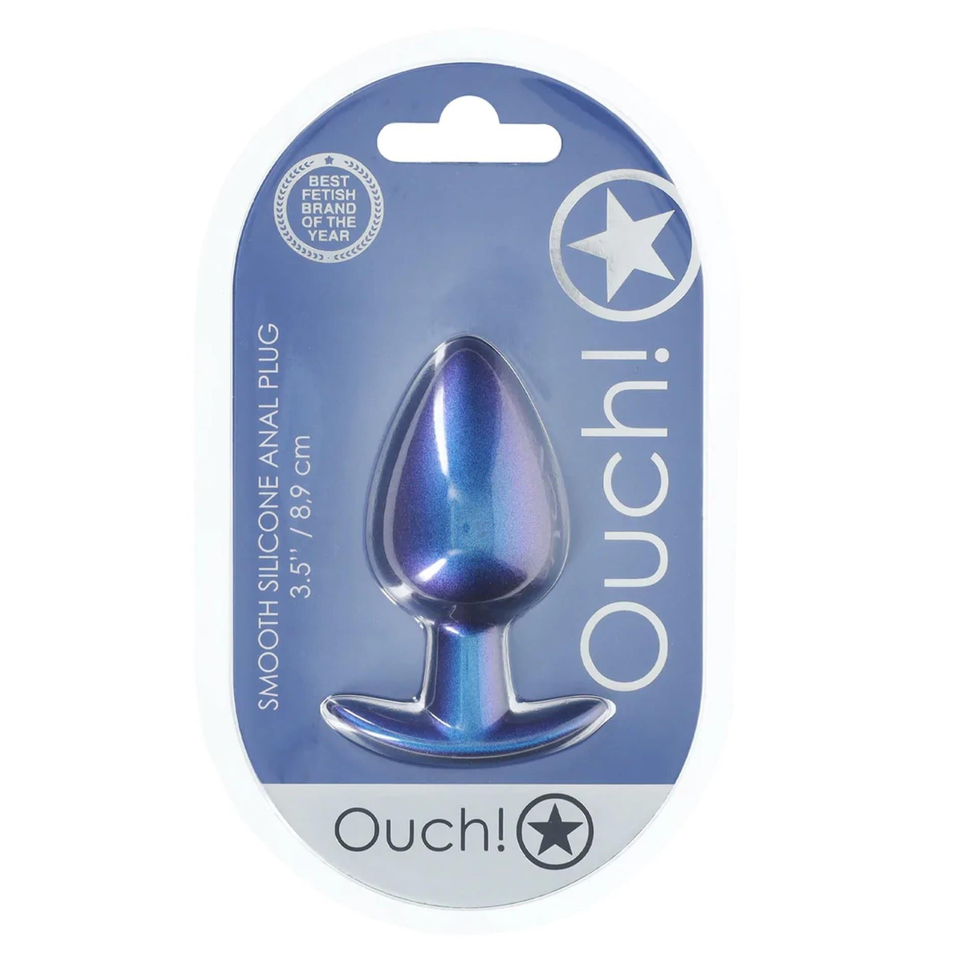 2-Smooth Silicone Anal Plug - Large - 3.5" / 8,9 cm - Metallic Blue-2