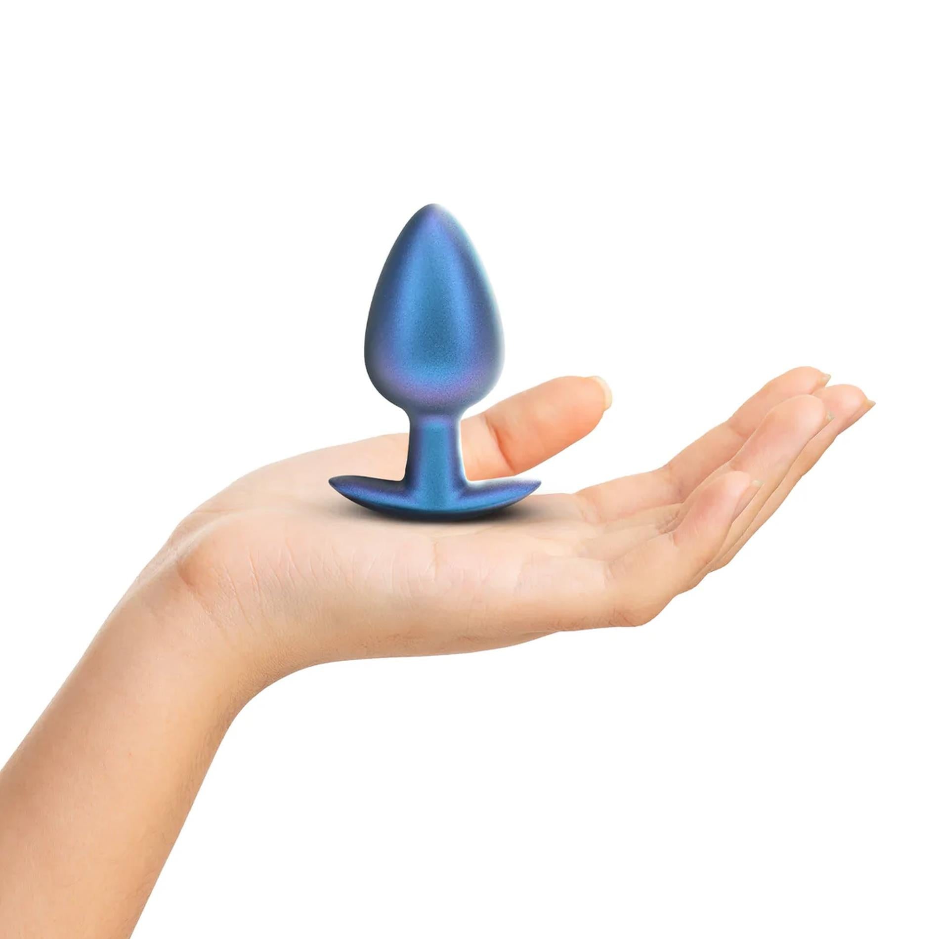 4-Smooth Silicone Anal Plug - Large - 3.5" / 8,9 cm - Metallic Blue-4