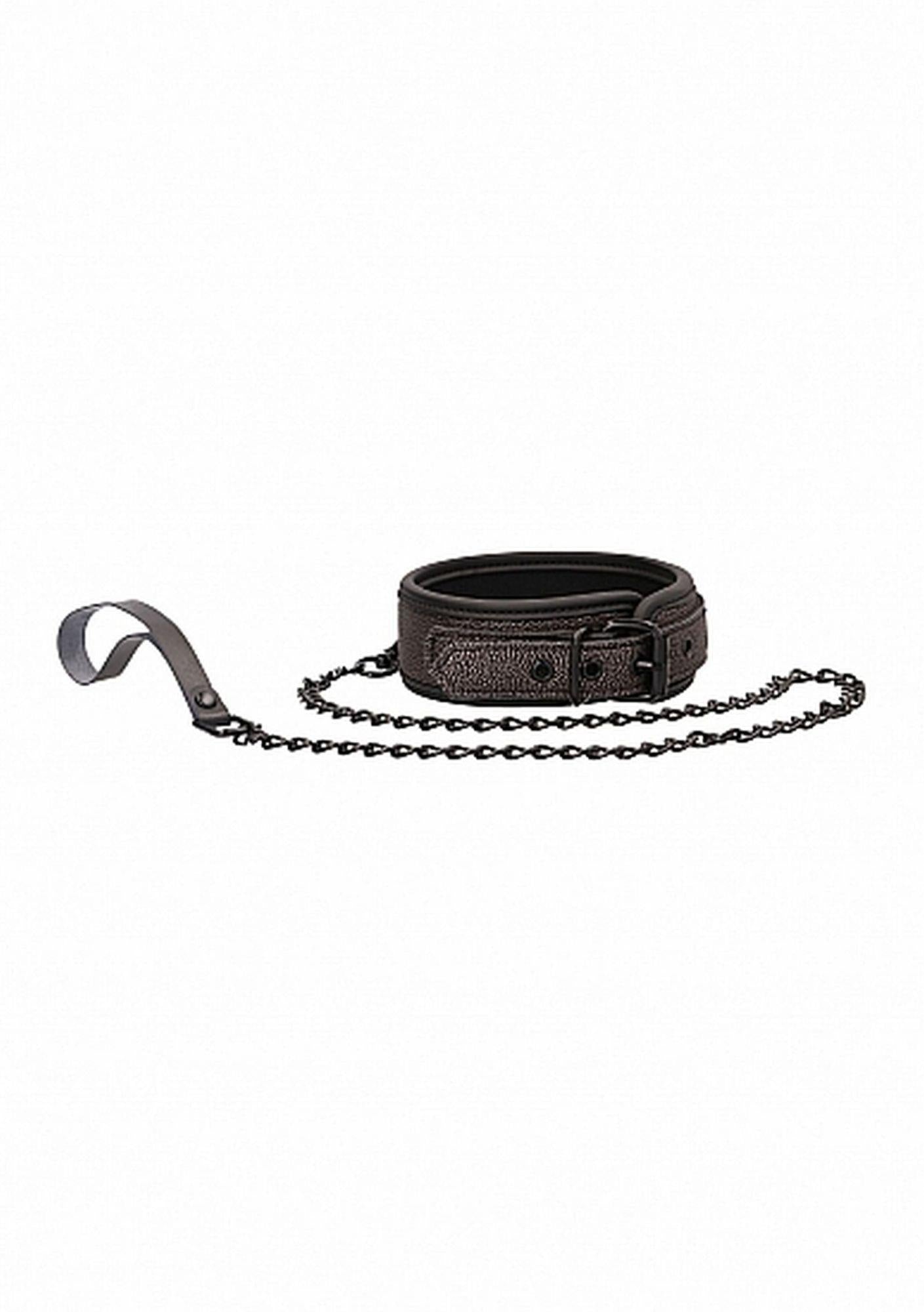1-Ouch - Elegant Collar with Leash - Titanium Grey-1