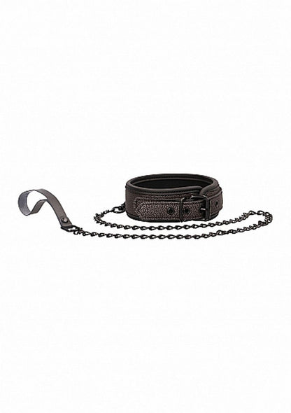 1-Ouch - Elegant Collar with Leash - Titanium Grey-1