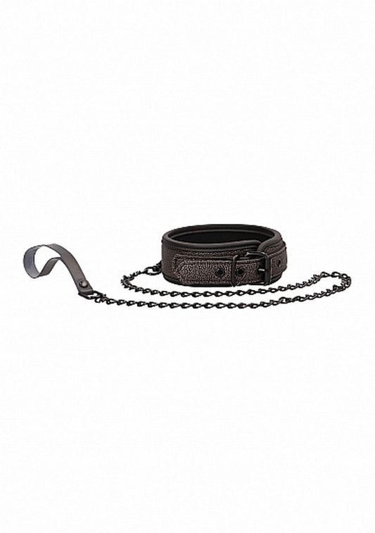 1-Ouch - Elegant Collar with Leash - Titanium Grey-1