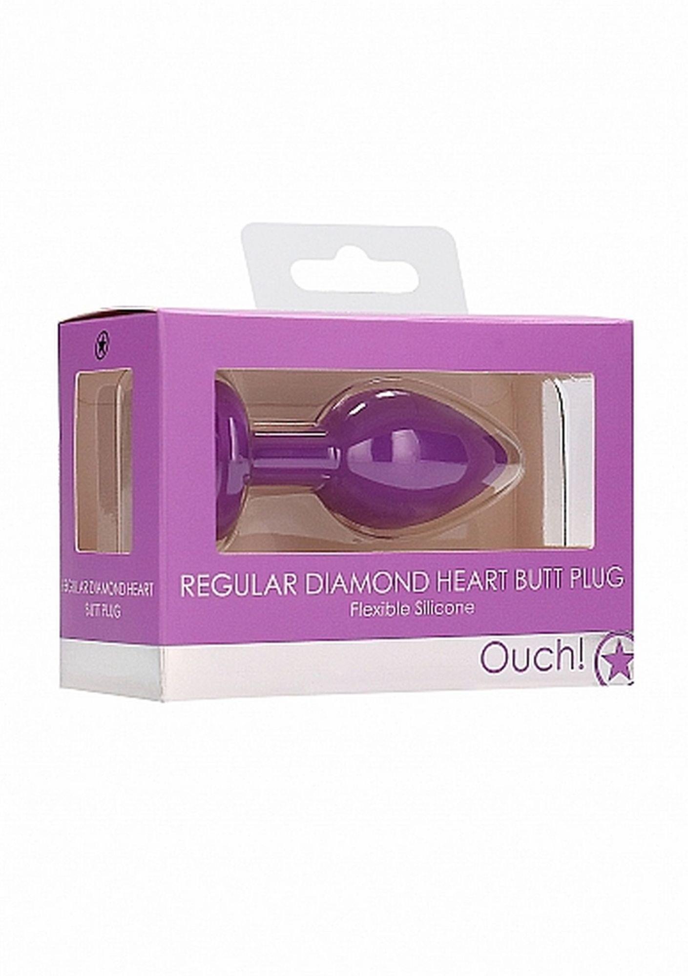 2-Diamond Heart Butt Plug - Regular - Purple-2