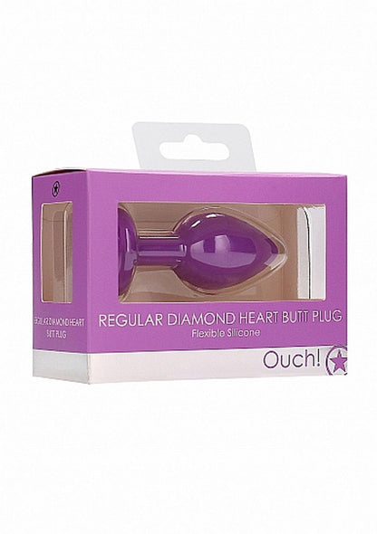 2-Diamond Heart Butt Plug - Regular - Purple-2