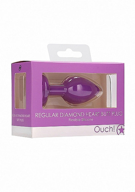 2-Diamond Heart Butt Plug - Regular - Purple-2