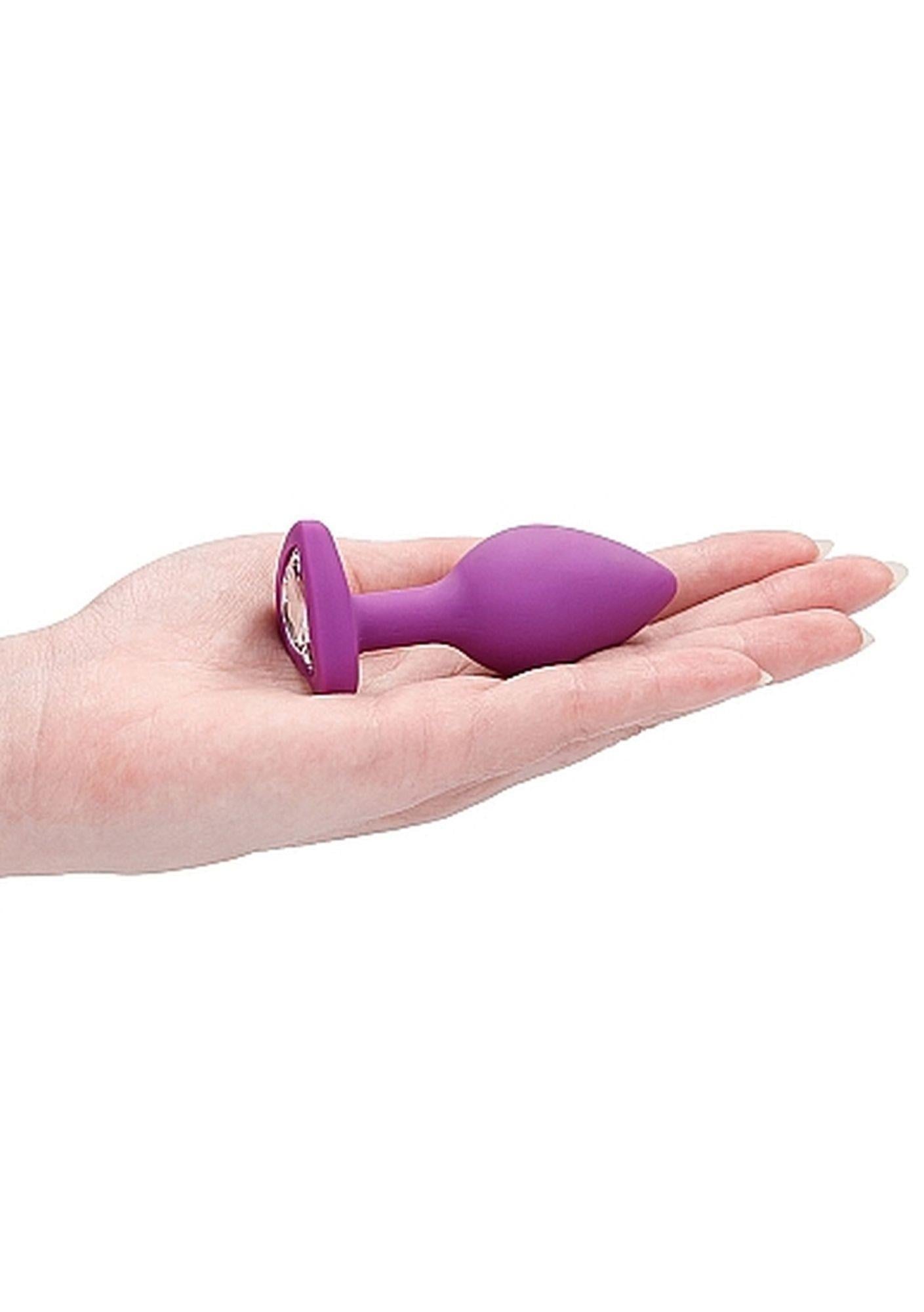 8-Diamond Heart Butt Plug - Regular - Purple-8