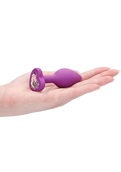 9-Diamond Heart Butt Plug - Regular - Purple-9