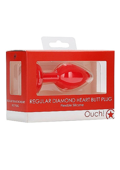 2-Silikonowy korek analny czerwony z diamentem 7,5cm-2