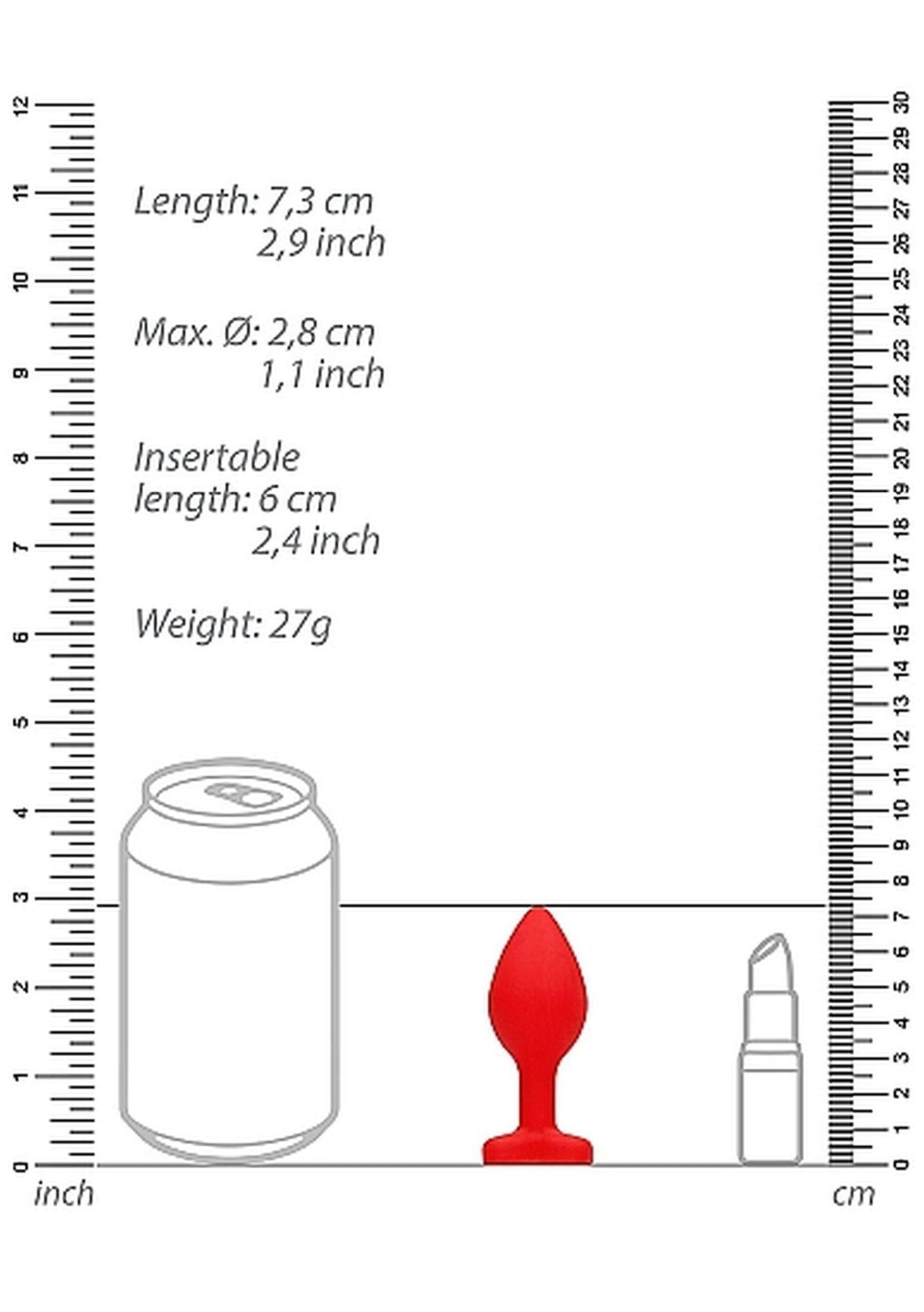 4-Silikonowy korek analny czerwony z diamentem 7,5cm-4