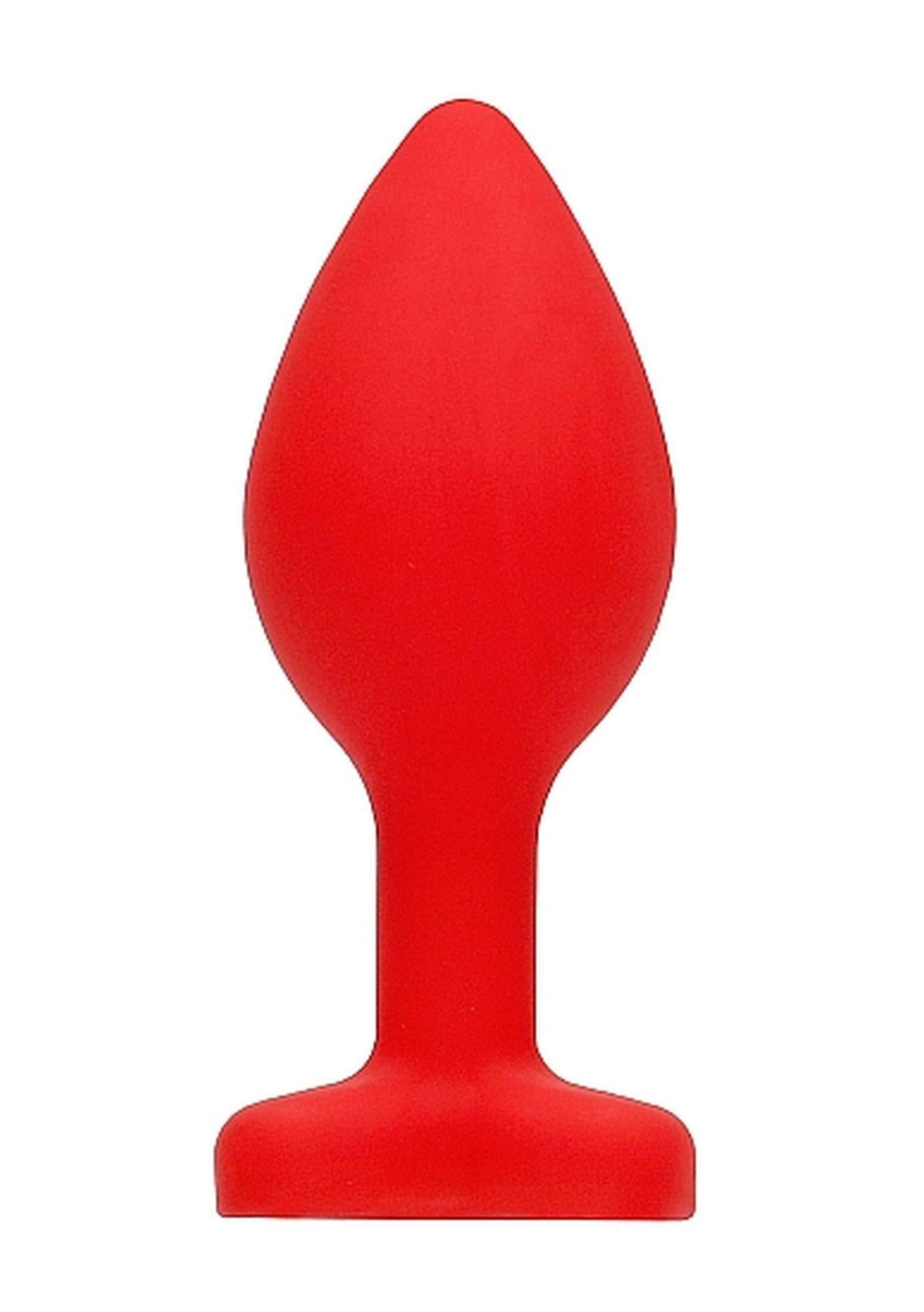 5-Silikonowy korek analny czerwony z diamentem 7,5cm-5