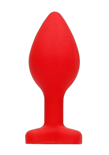 5-Silikonowy korek analny czerwony z diamentem 7,5cm-5